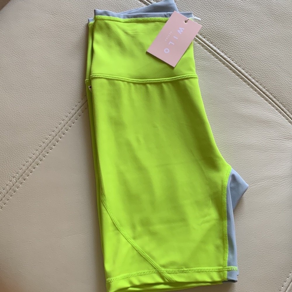 New WILO NEON LIME BIKER SHORTS size small